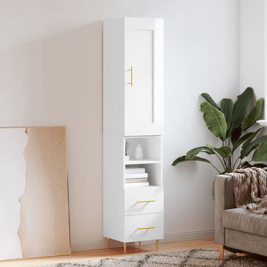 Berkfield Highboard High Gloss White 34.5x34x180 cm Engineered Wood