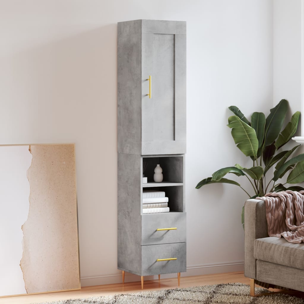 Berkfield Highboard Concrete Grey 34.5x34x180 cm Engineered Wood