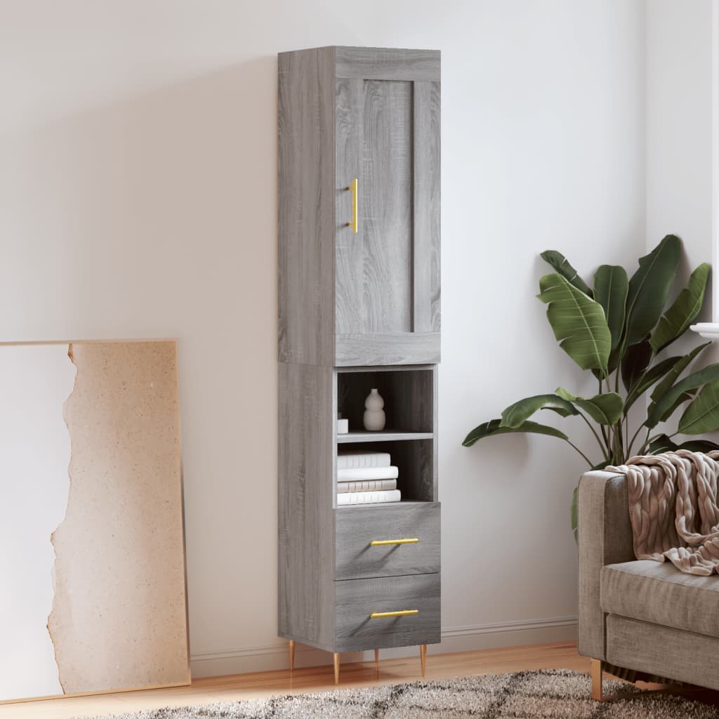 Berkfield Highboard Grey Sonoma 34.5x34x180 cm Engineered Wood