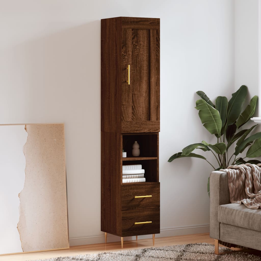 Berkfield Highboard Brown Oak 34.5x34x180 cm Engineered Wood