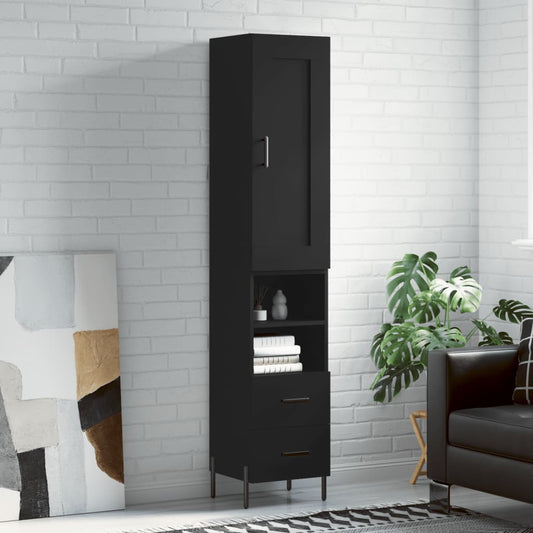 Berkfield Highboard Black 34.5x34x180 cm Engineered Wood