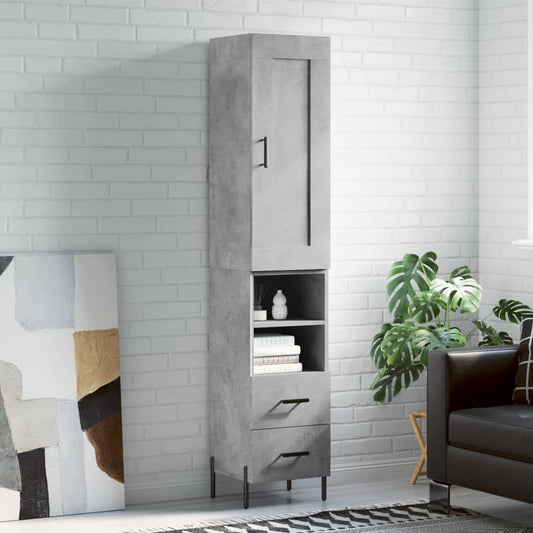 Berkfield Highboard Concrete Grey 34.5x34x180 cm Engineered Wood