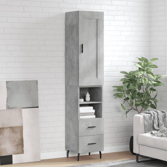 Berkfield Highboard Concrete Grey 34.5x34x180 cm Engineered Wood