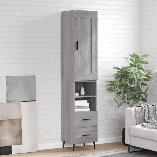 Berkfield Highboard Grey Sonoma 34.5x34x180 cm Engineered Wood
