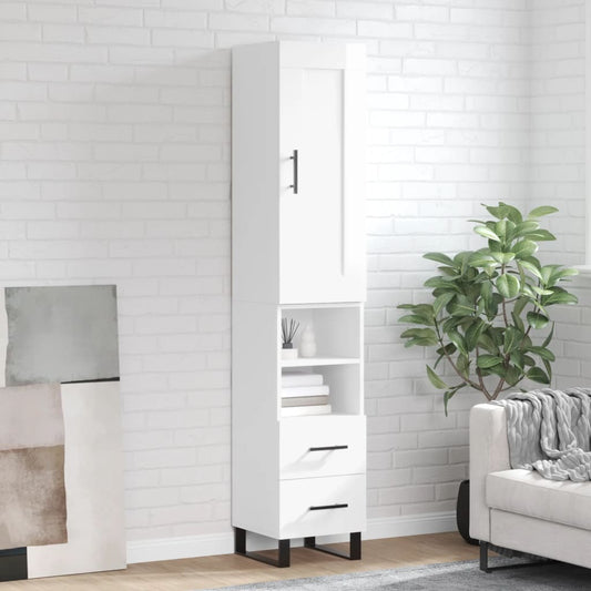 Berkfield Highboard High Gloss White 34.5x34x180 cm Engineered Wood