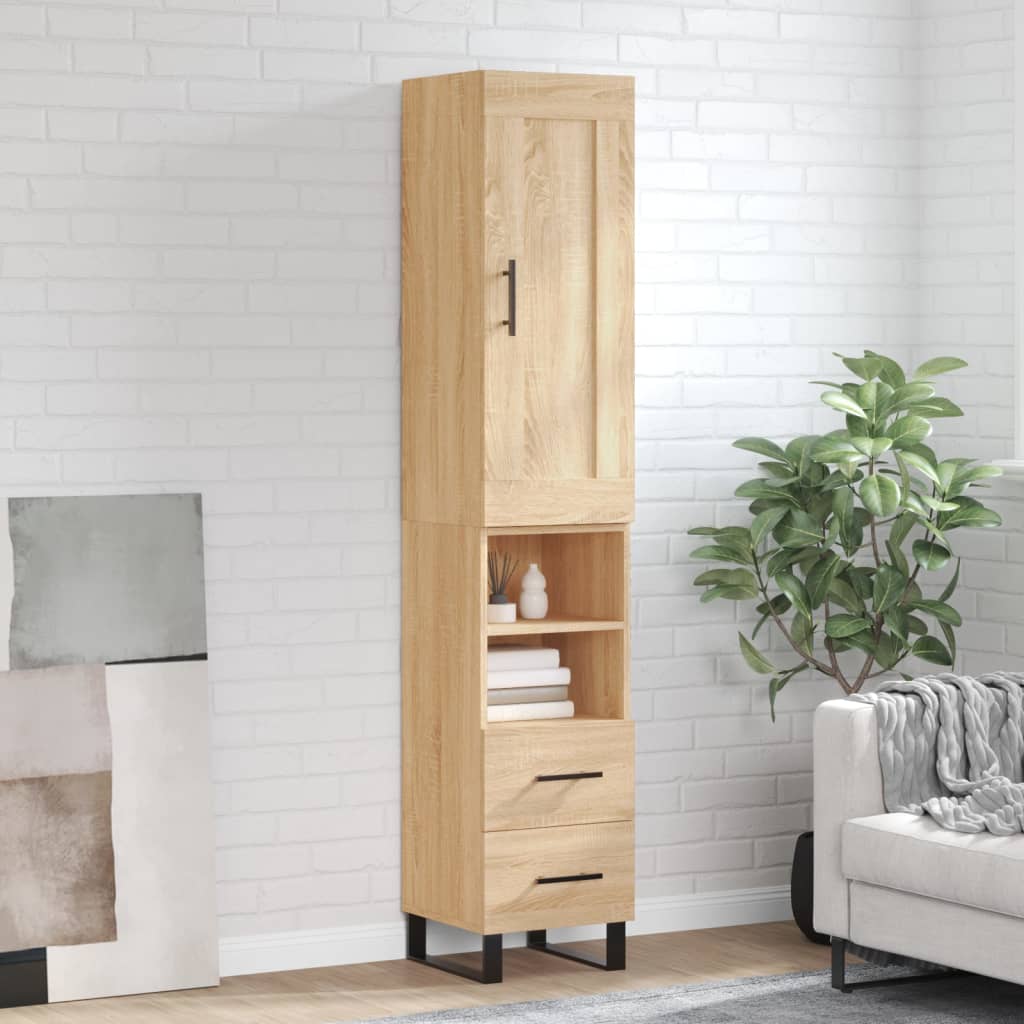 Berkfield Highboard Sonoma Oak 34.5x34x180 cm Engineered Wood