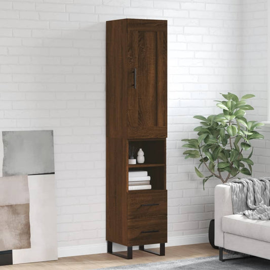 Berkfield Highboard Brown Oak 34.5x34x180 cm Engineered Wood