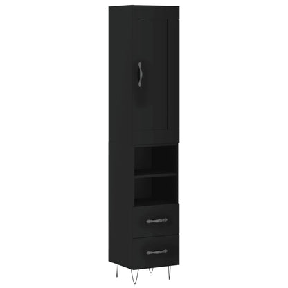 Berkfield Highboard Black 34.5x34x180 cm Engineered Wood