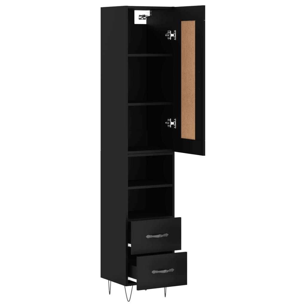 Berkfield Highboard Black 34.5x34x180 cm Engineered Wood