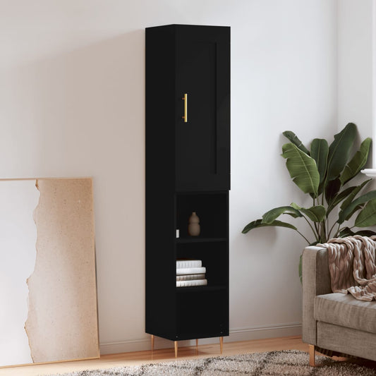 Berkfield Highboard Black 34.5x34x180 cm Engineered Wood