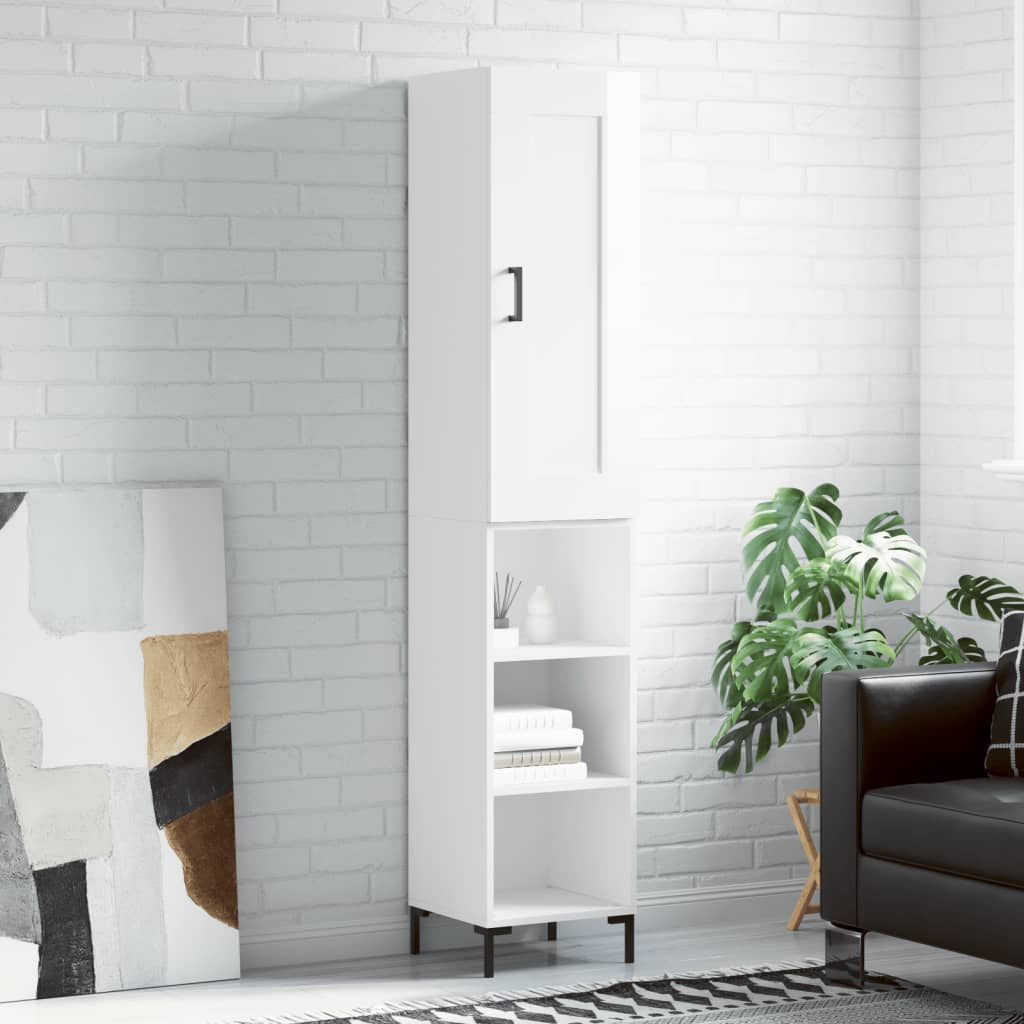 Berkfield Highboard High Gloss White 34.5x34x180 cm Engineered Wood