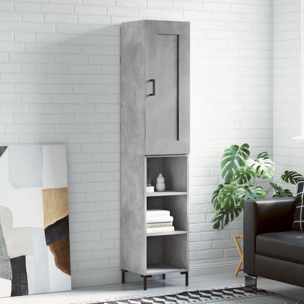 Berkfield Highboard Concrete Grey 34.5x34x180 cm Engineered Wood