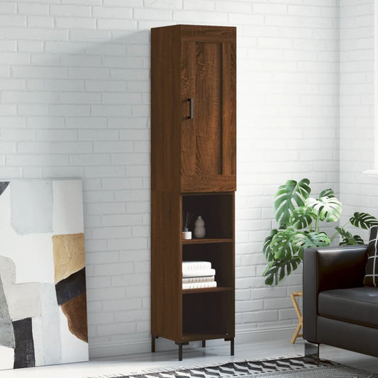 Berkfield Highboard Brown Oak 34.5x34x180 cm Engineered Wood