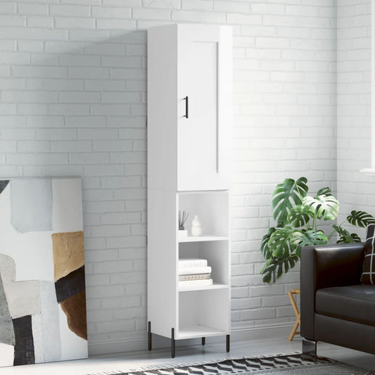 Berkfield Highboard High Gloss White 34.5x34x180 cm Engineered Wood