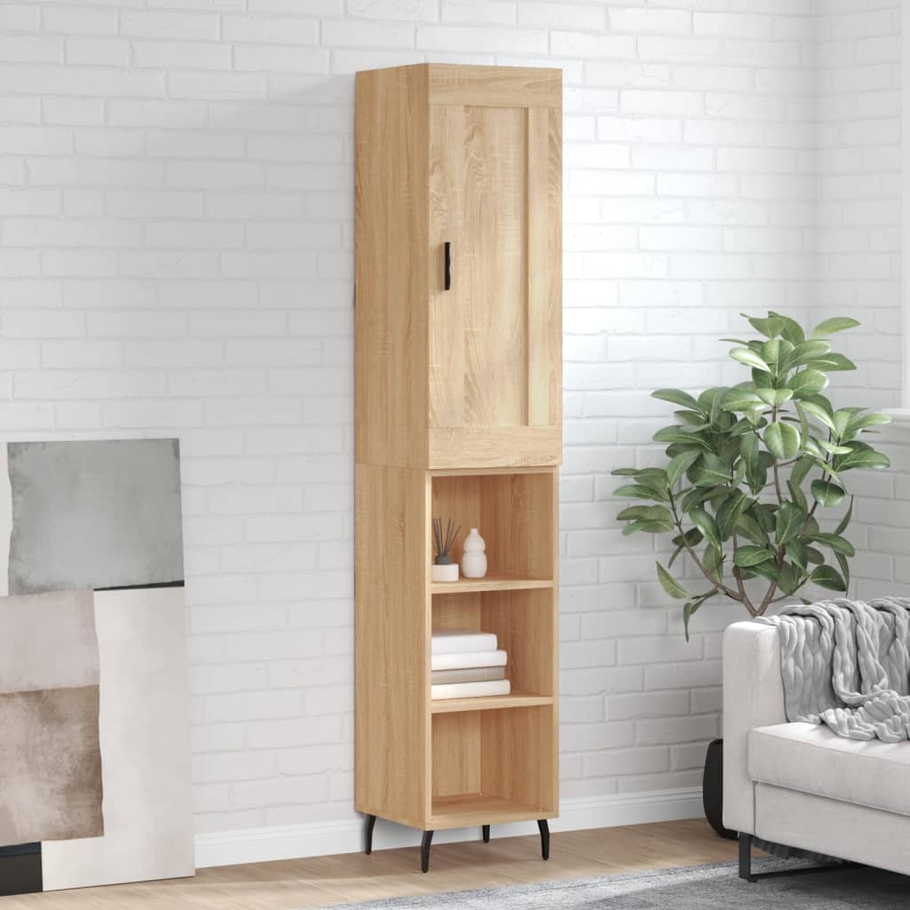 Berkfield Highboard Sonoma Oak 34.5x34x180 cm Engineered Wood