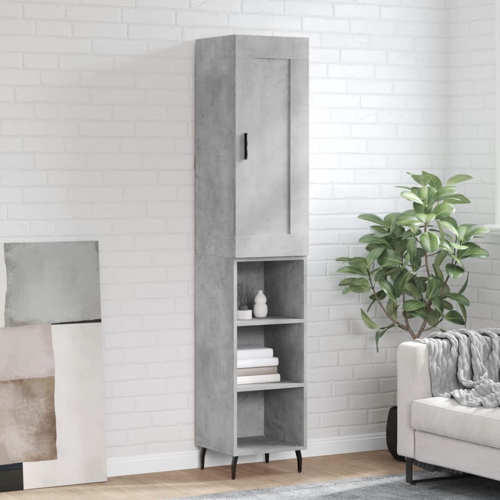 Berkfield Highboard Concrete Grey 34.5x34x180 cm Engineered Wood