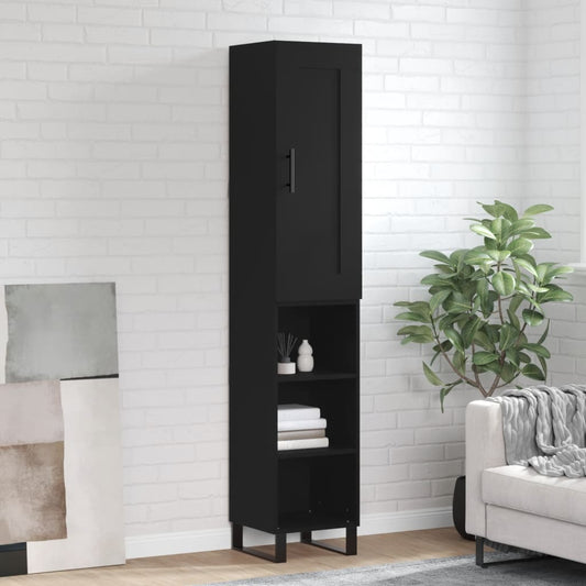 Berkfield Highboard Black 34.5x34x180 cm Engineered Wood