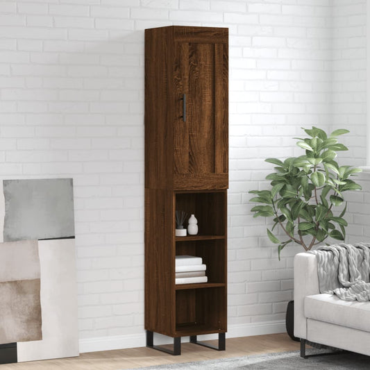 Berkfield Highboard Brown Oak 34.5x34x180 cm Engineered Wood