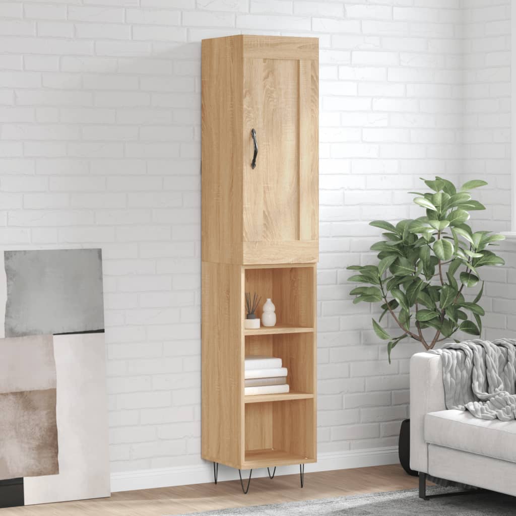 Berkfield Highboard Sonoma Oak 34.5x34x180 cm Engineered Wood