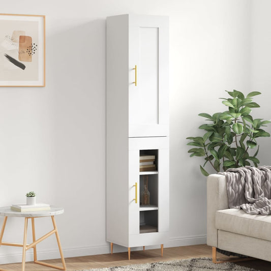Berkfield Highboard White 34.5x34x180 cm�_�__Engineered Wood