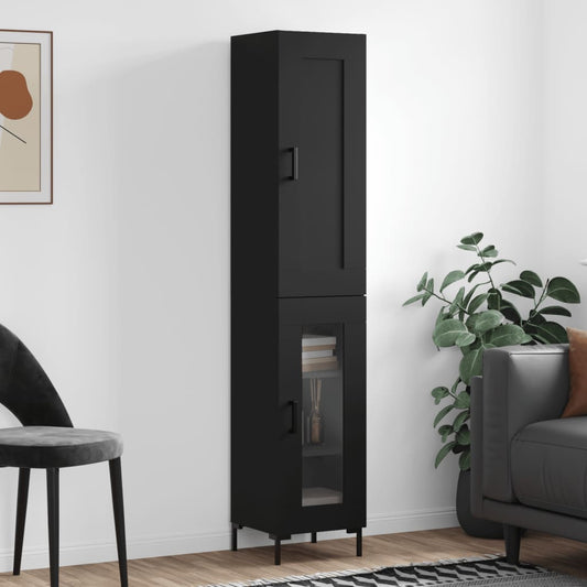 Berkfield Highboard Black 34.5x34x180 cm Engineered Wood
