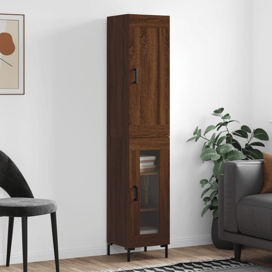 Berkfield Highboard Brown Oak 34.5x34x180 cm Engineered Wood
