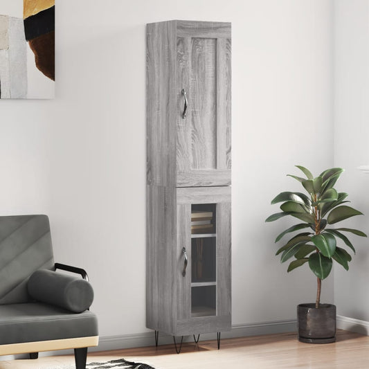 Berkfield Highboard Grey Sonoma 34.5x34x180 cm Engineered Wood