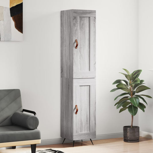 Berkfield Highboard Grey Sonoma 34.5x34x180 cm Engineered Wood