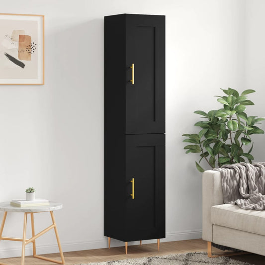 Berkfield Highboard Black 34.5x34x180 cm Engineered Wood