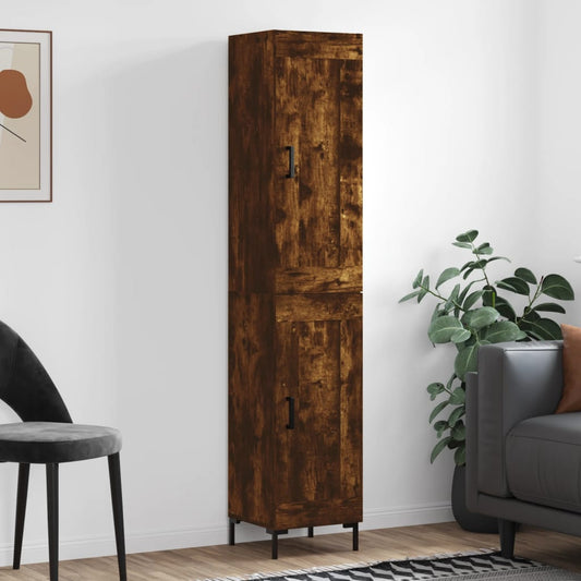 Berkfield Highboard Smoked Oak 34.5x34x180 cm Engineered Wood