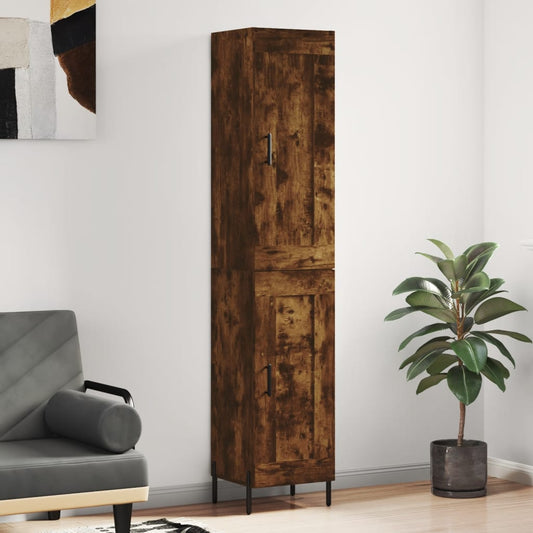 Berkfield Highboard Smoked Oak 34.5x34x180 cm Engineered Wood
