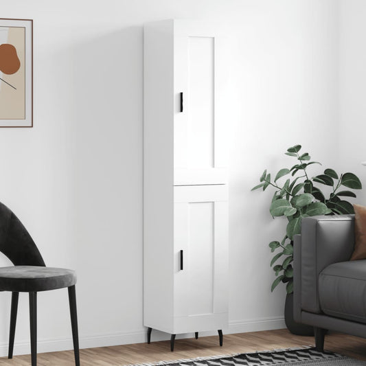 Berkfield Highboard High Gloss White 34.5x34x180 cm Engineered Wood