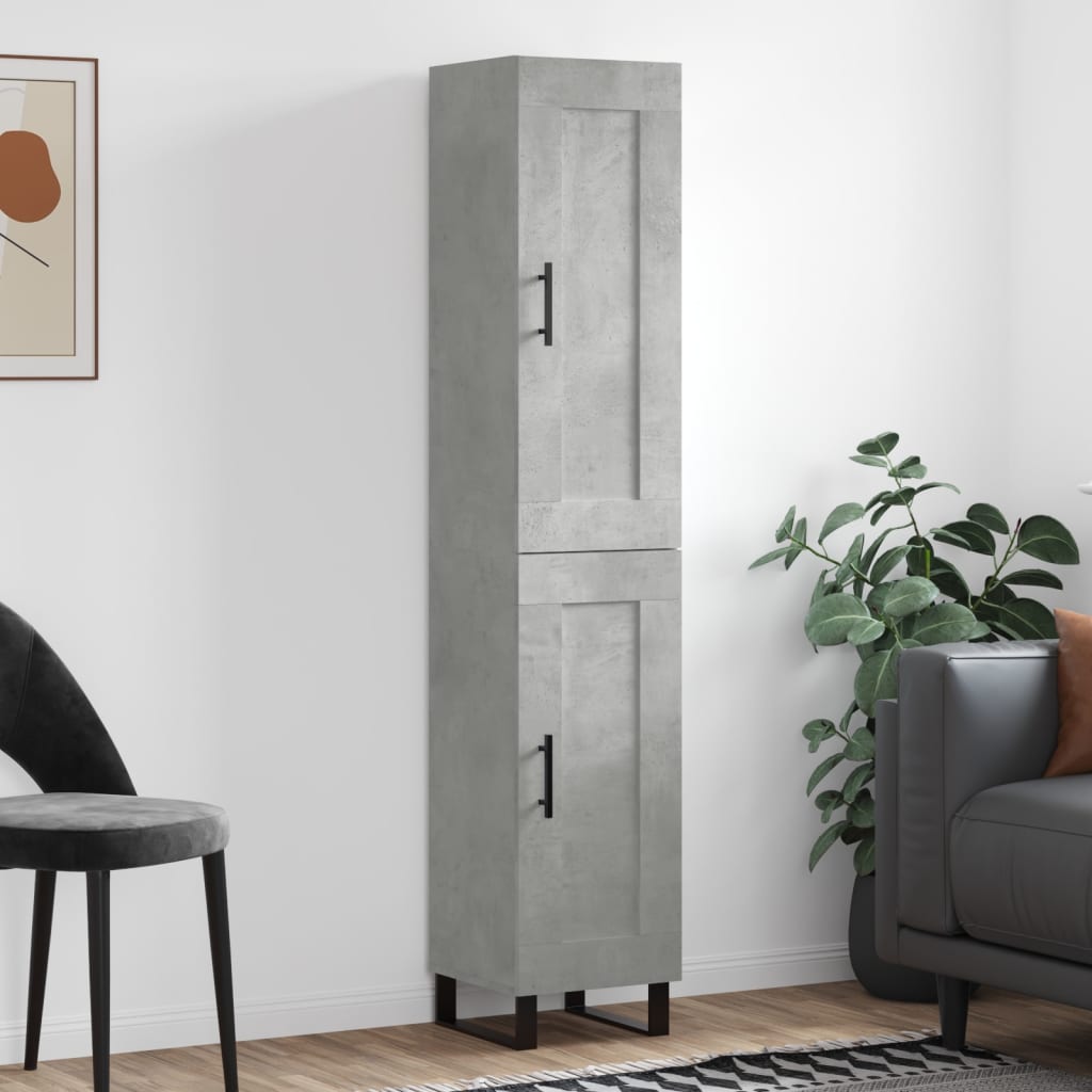 Berkfield Highboard Concrete Grey 34.5x34x180 cm Engineered Wood