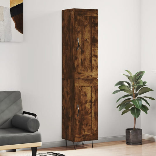 Berkfield Highboard Smoked Oak 34.5x34x180 cm Engineered Wood