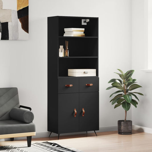 Berkfield Highboard Black 69.5x34x180 cm Engineered Wood