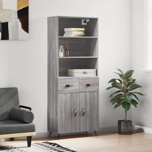 Berkfield Highboard Grey Sonoma 69.5x34x180 cm Engineered Wood