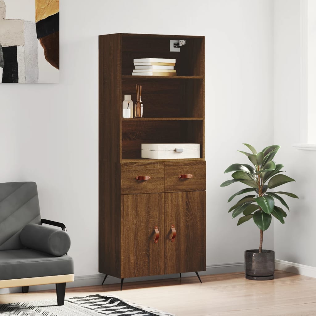 Berkfield Highboard Brown Oak 69.5x34x180 cm Engineered Wood
