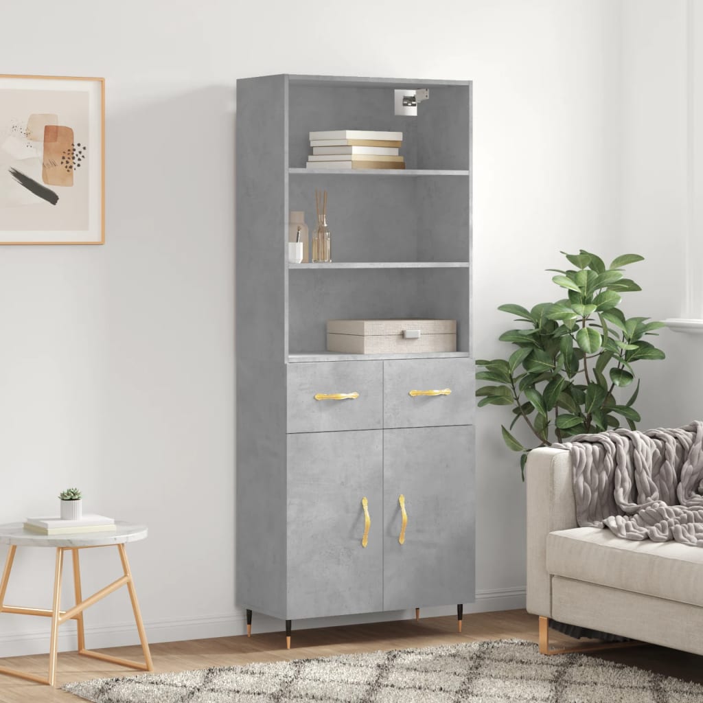 Berkfield Highboard Concrete Grey 69.5x34x180 cm Engineered Wood