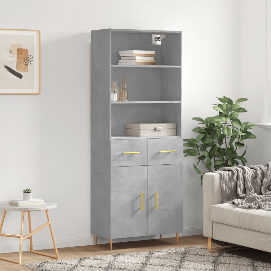 Berkfield Highboard Concrete Grey 69.5x34x180 cm Engineered Wood