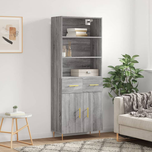 Berkfield Highboard Grey Sonoma 69.5x34x180 cm Engineered Wood