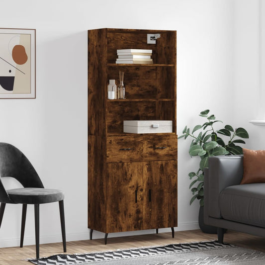 Berkfield Highboard Smoked Oak 69.5x34x180 cm Engineered Wood