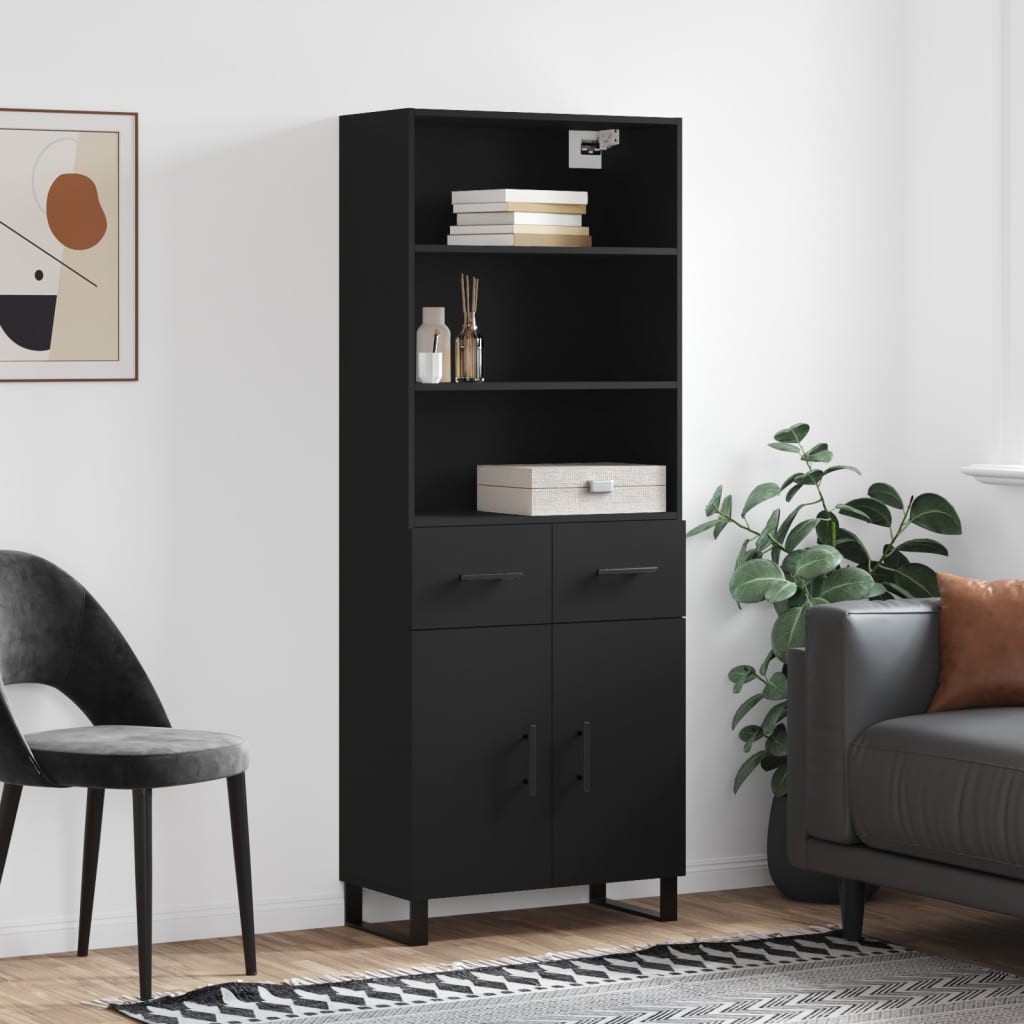 Berkfield Highboard Black 69.5x34x180 cm Engineered Wood