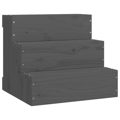 Berkfield Pet Stair Grey 40x37.5x35 cm Solid Wood Pine