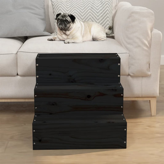 Berkfield Pet Stair Black 40x37.5x35 cm Solid Wood Pine