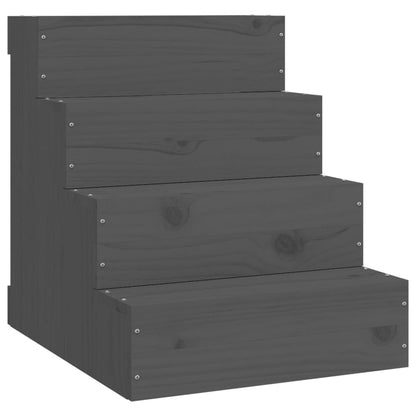 Berkfield Pet Stair Grey 40x49x47cm Solid Wood Pine
