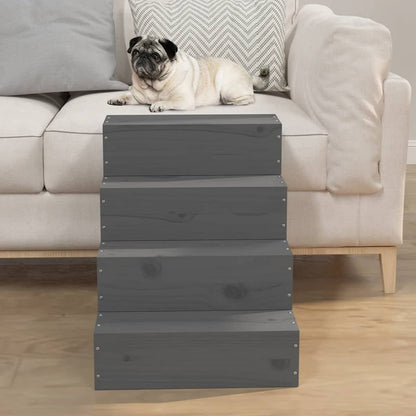 Berkfield Pet Stair Grey 40x49x47cm Solid Wood Pine