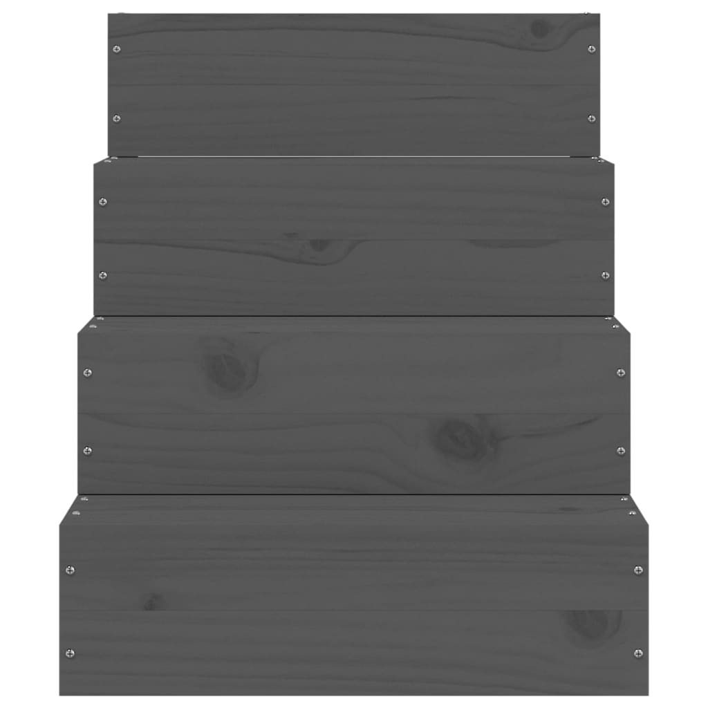 Berkfield Pet Stair Grey 40x49x47cm Solid Wood Pine