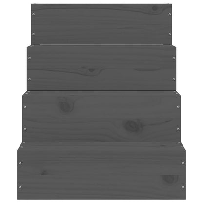 Berkfield Pet Stair Grey 40x49x47cm Solid Wood Pine