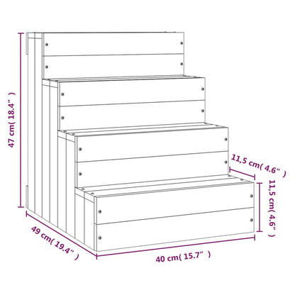 Berkfield Pet Stair Grey 40x49x47cm Solid Wood Pine