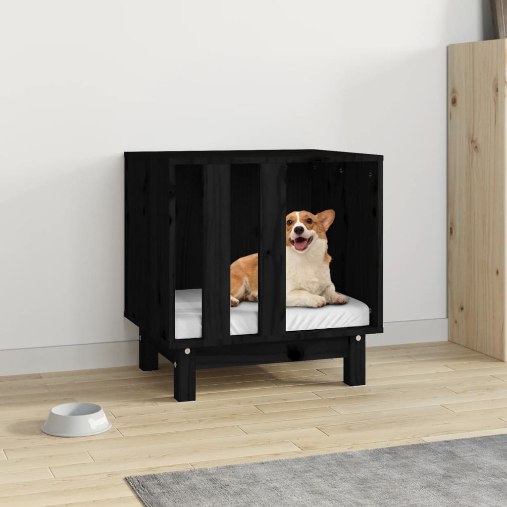 Berkfield Dog House Black 50x40x52 cm Solid Wood Pine